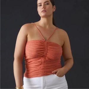 NWOT Anthropologie Pilcro Orange Ruched Ribbed Tank